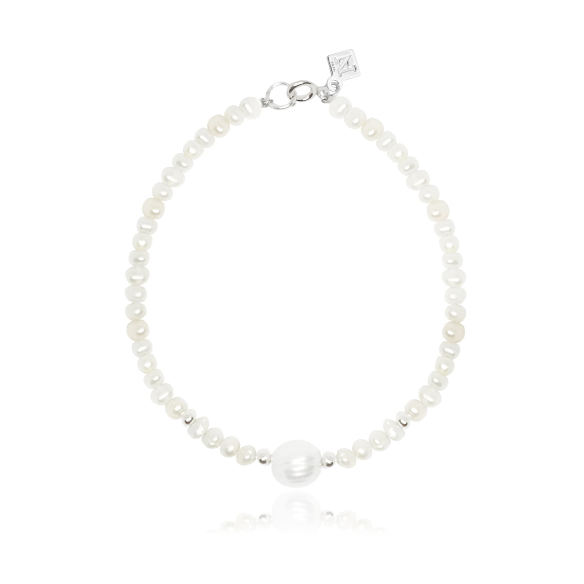 Pulsera sencilla de perlas y plata