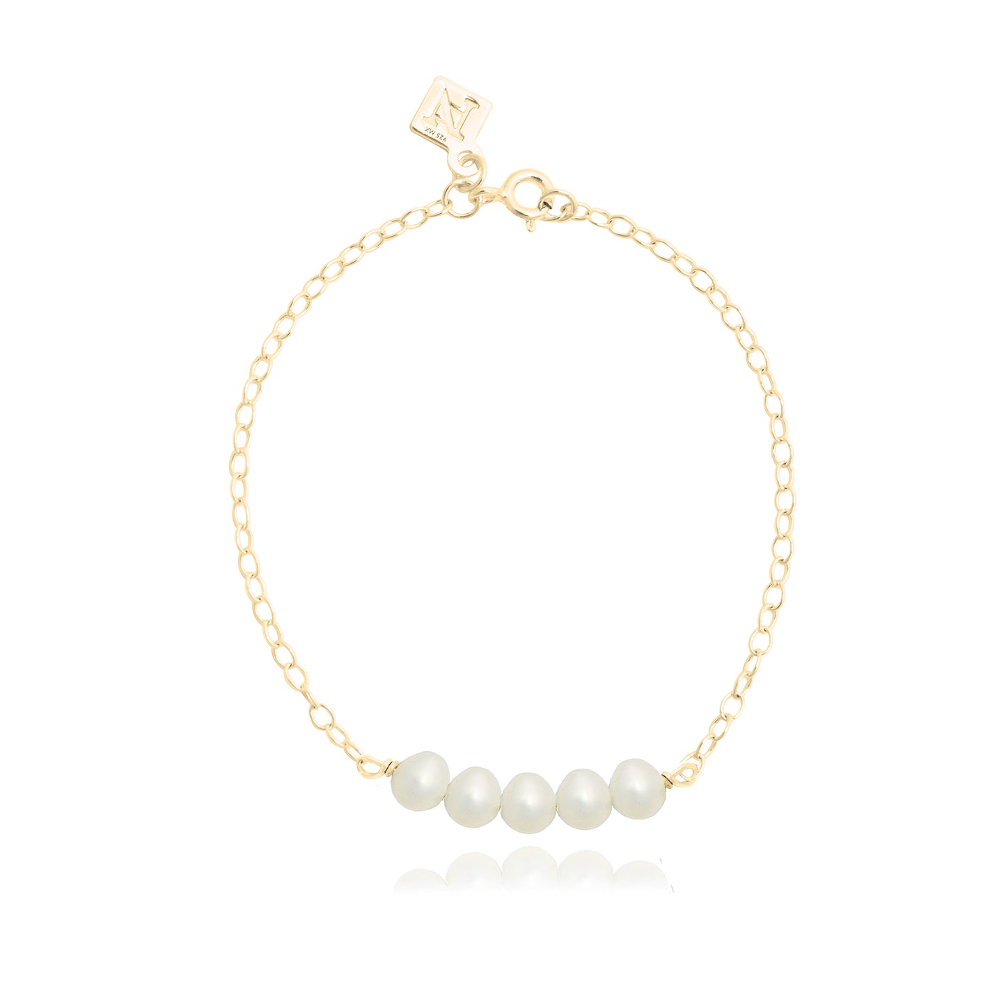 Pulsera de cadena con perla blanca