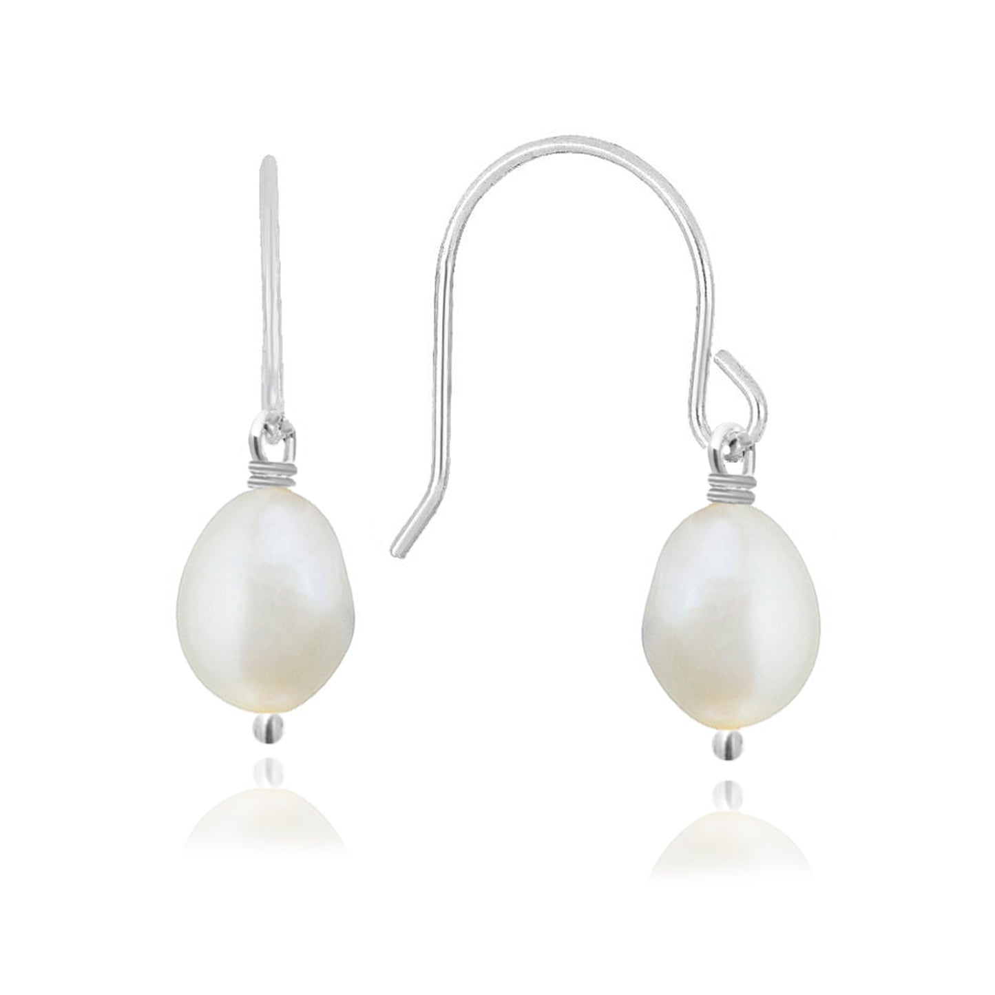 Arete gancho de plata con perla blanca