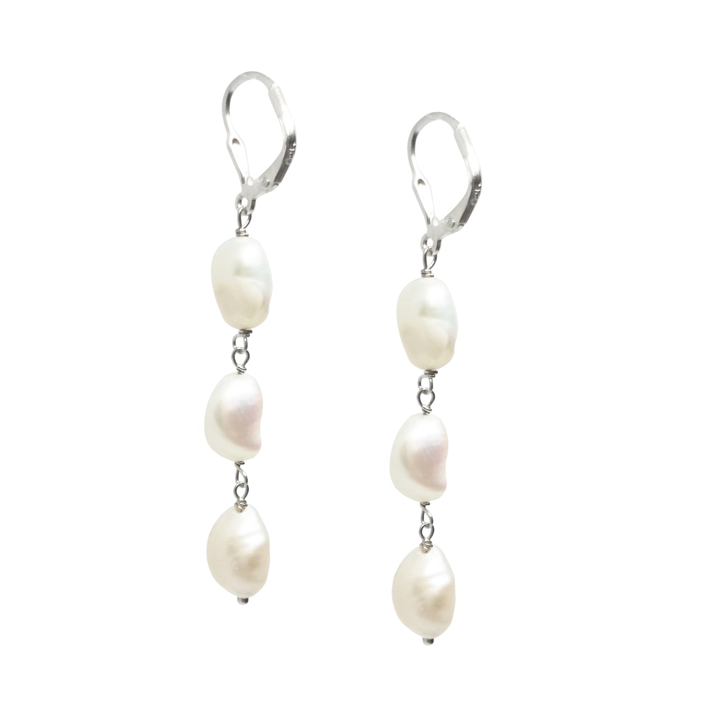 Aretes largos de perla cultivada