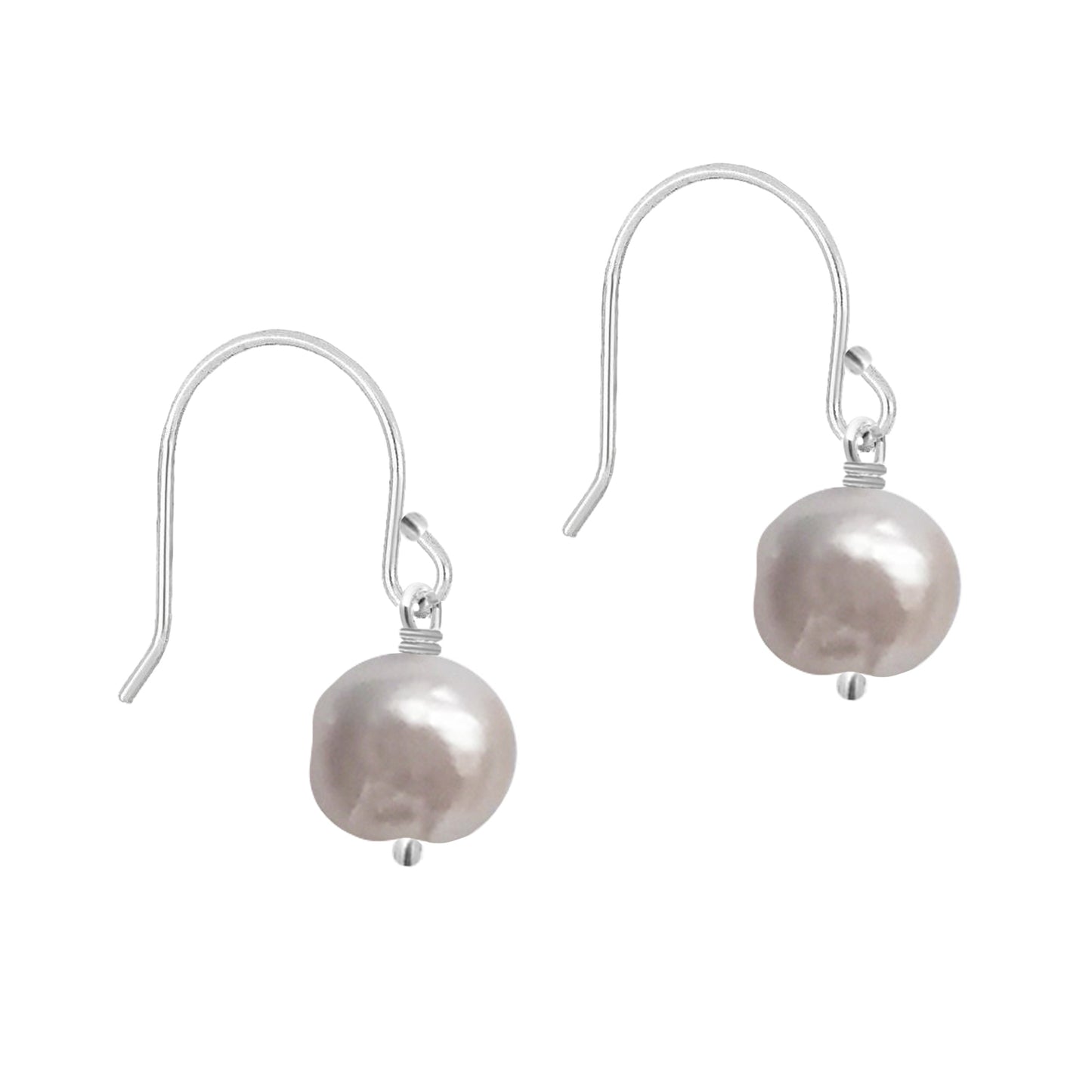 Arete gancho de plata con perla irregular blanca