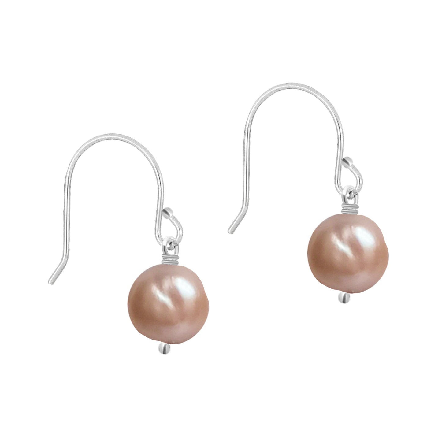 Arete gancho de plata con perla irregular durazno