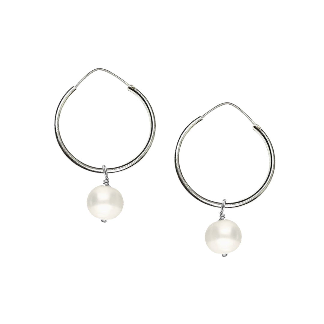 Arracadas de plata con 1 perla blanca