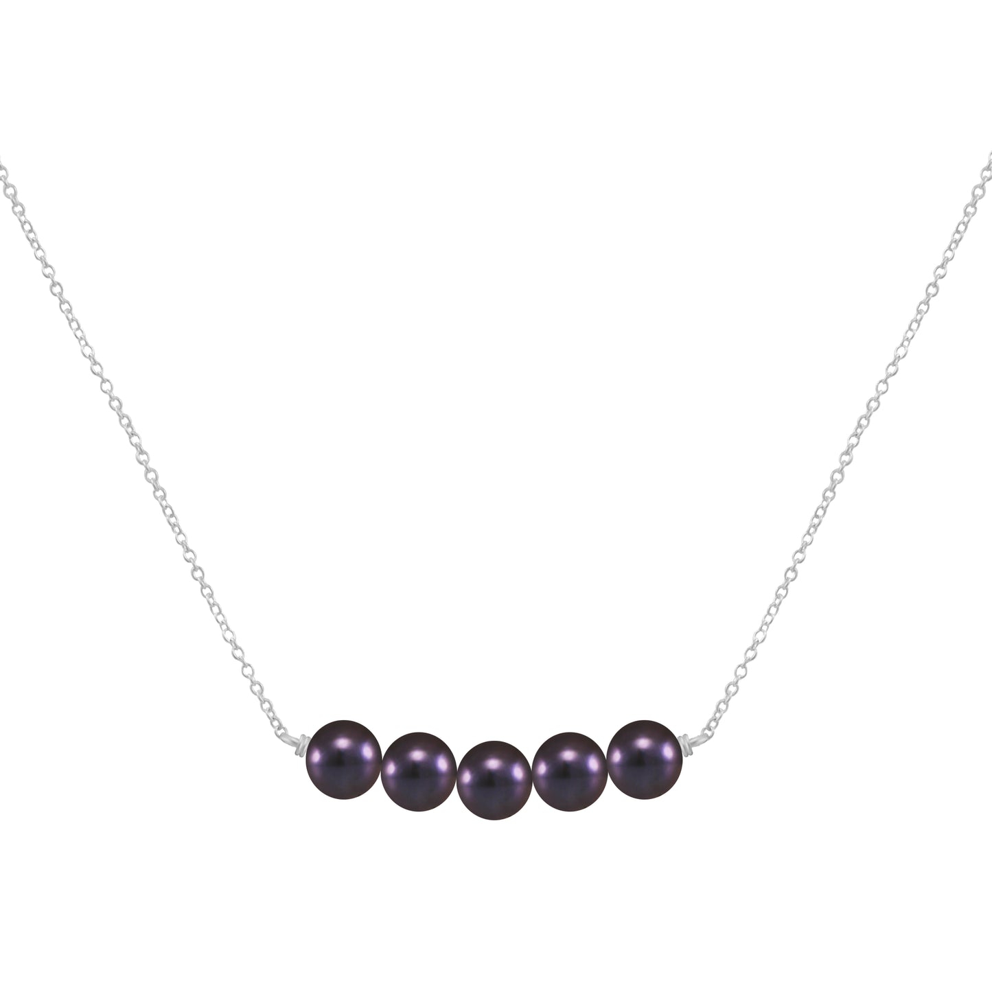 Collar cadena de plata con 5 perlas negras