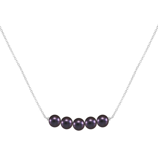 Collar cadena de plata con 5 perlas negras