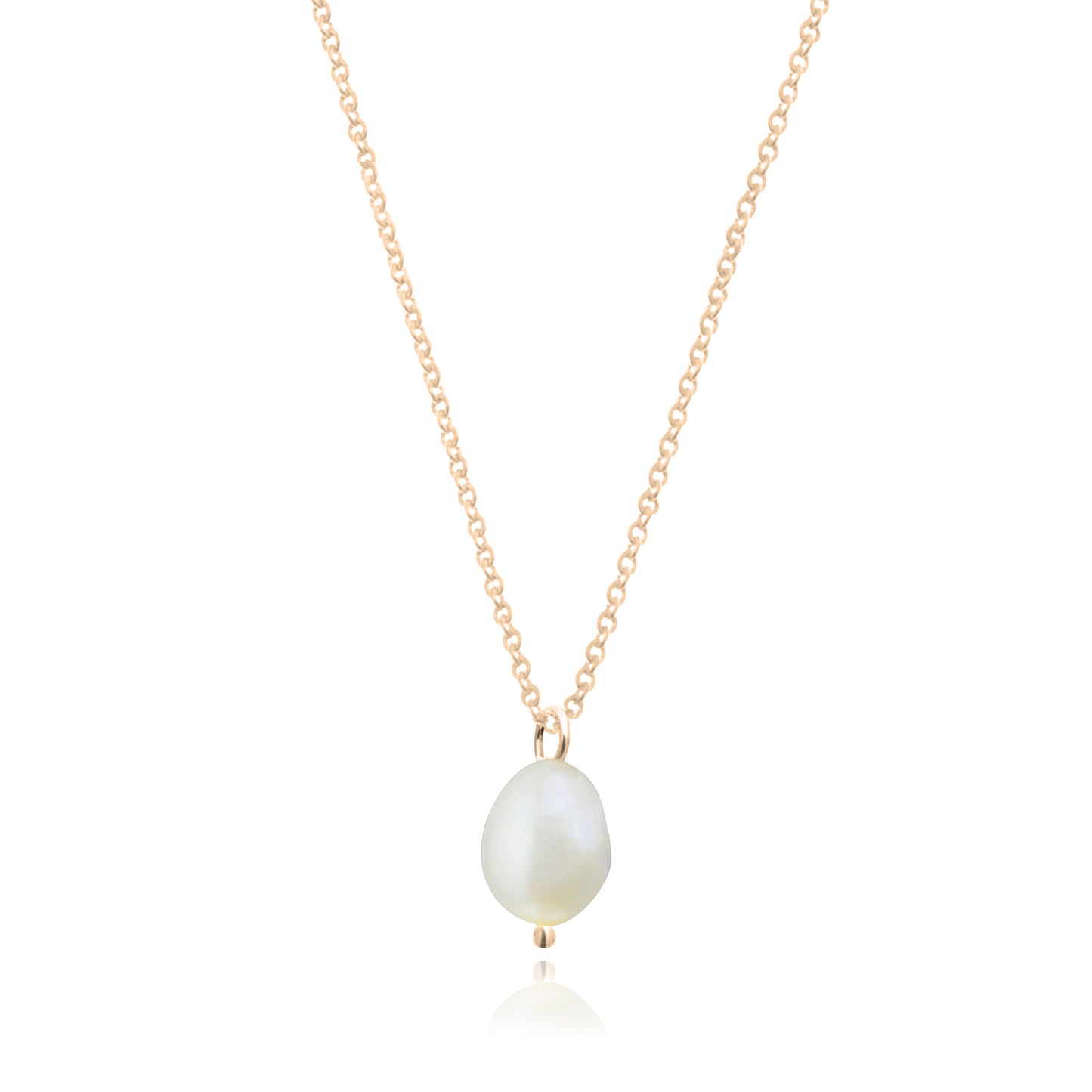 Dije cadena de plata con perla blanca