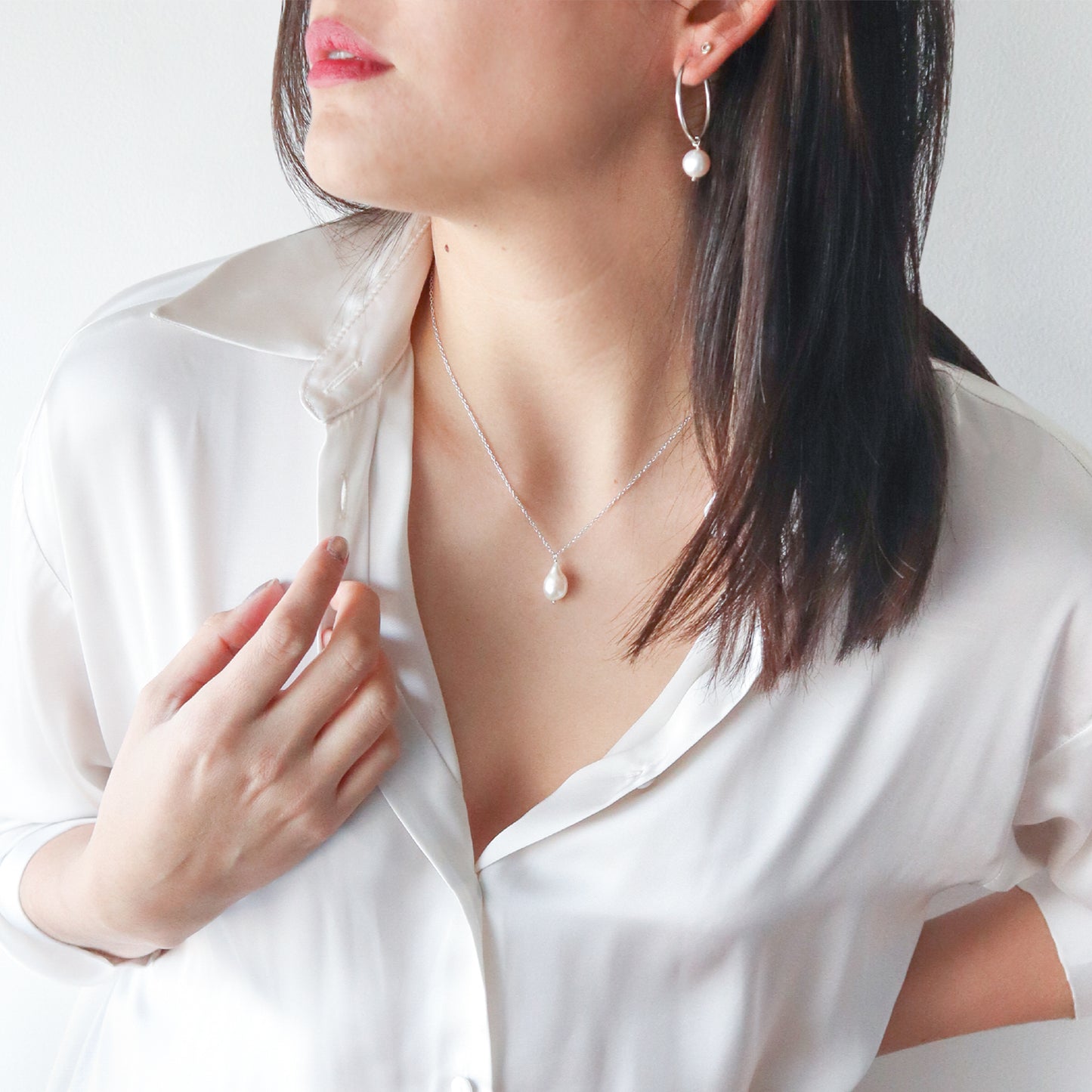 Arracadas de plata con 1 perla blanca