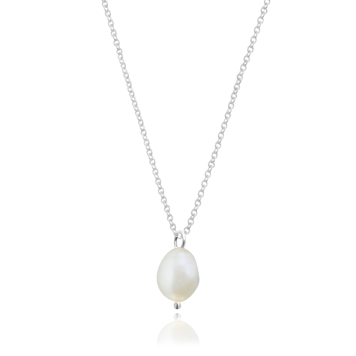 Dije cadena de plata con perla blanca