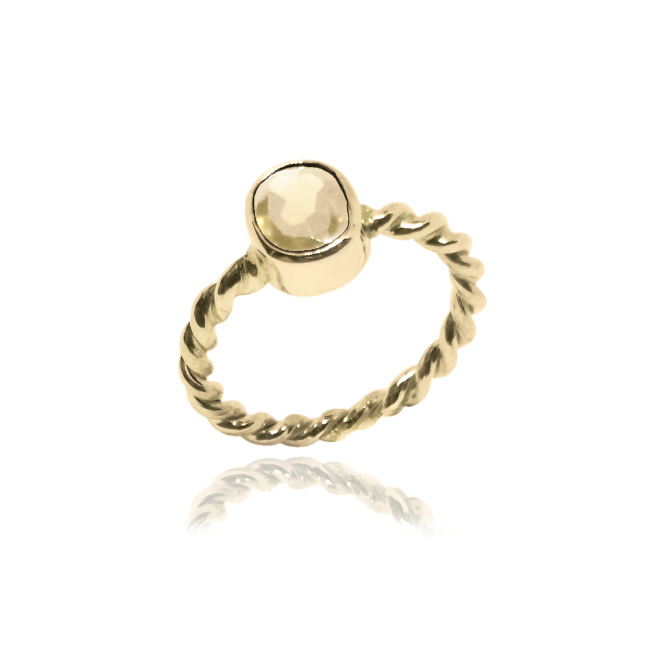 Anillo Bejuco con cuarzo amarillo