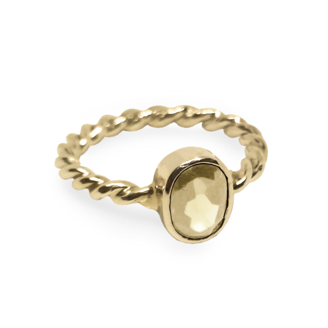 Anillo Bejuco con cuarzo amarillo
