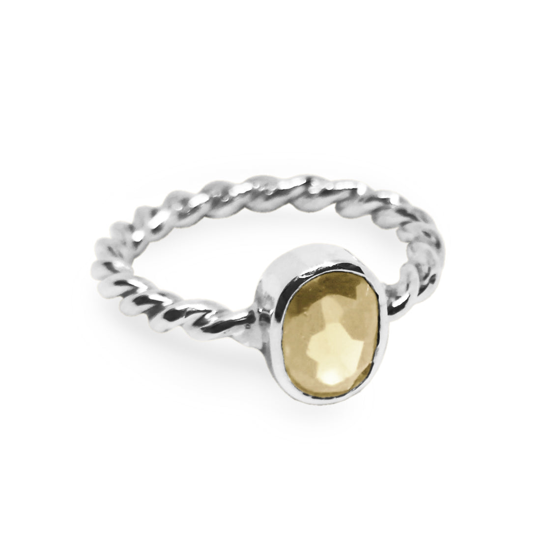 Anillo Bejuco con cuarzo amarillo