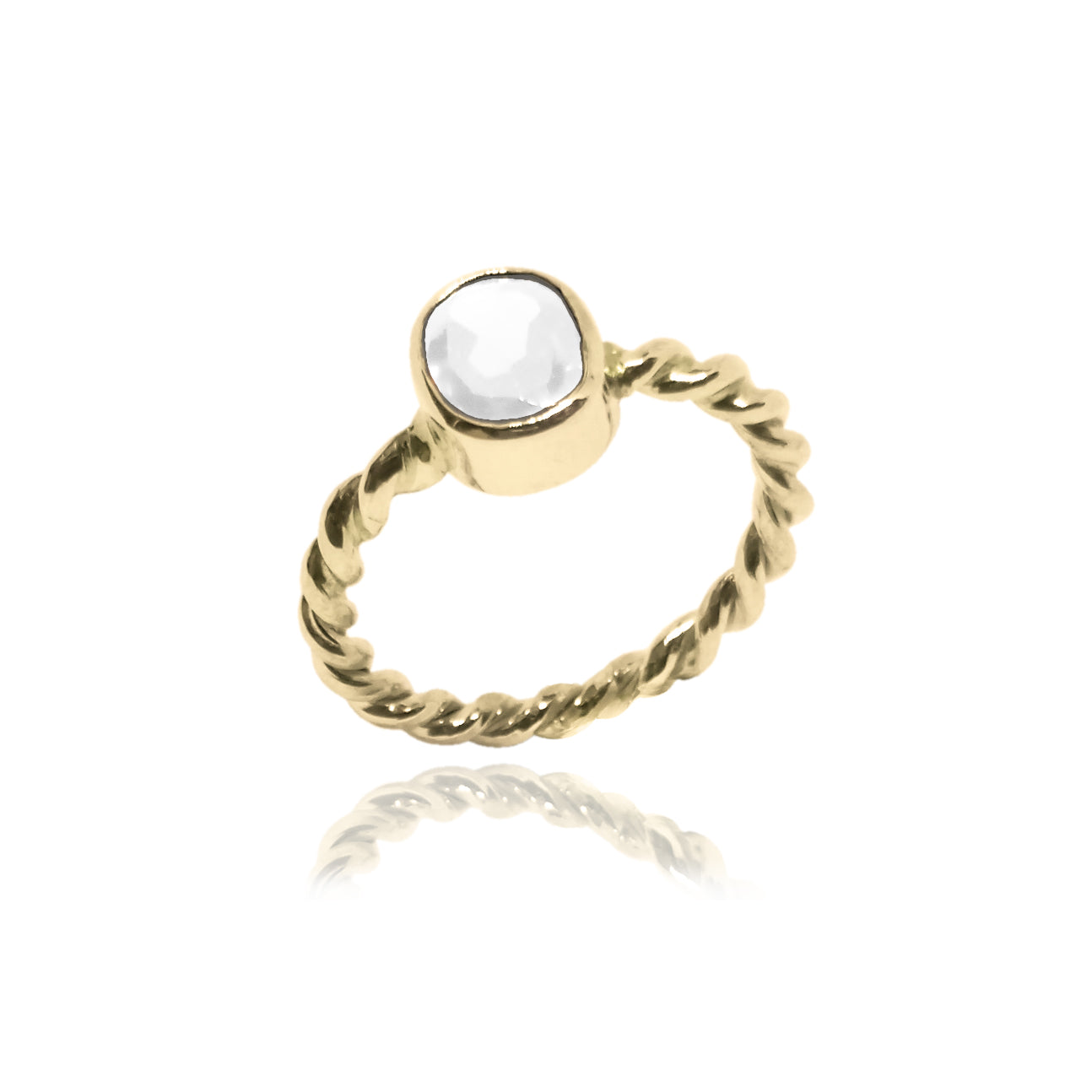 Anillo Bejuco con topacio blanco