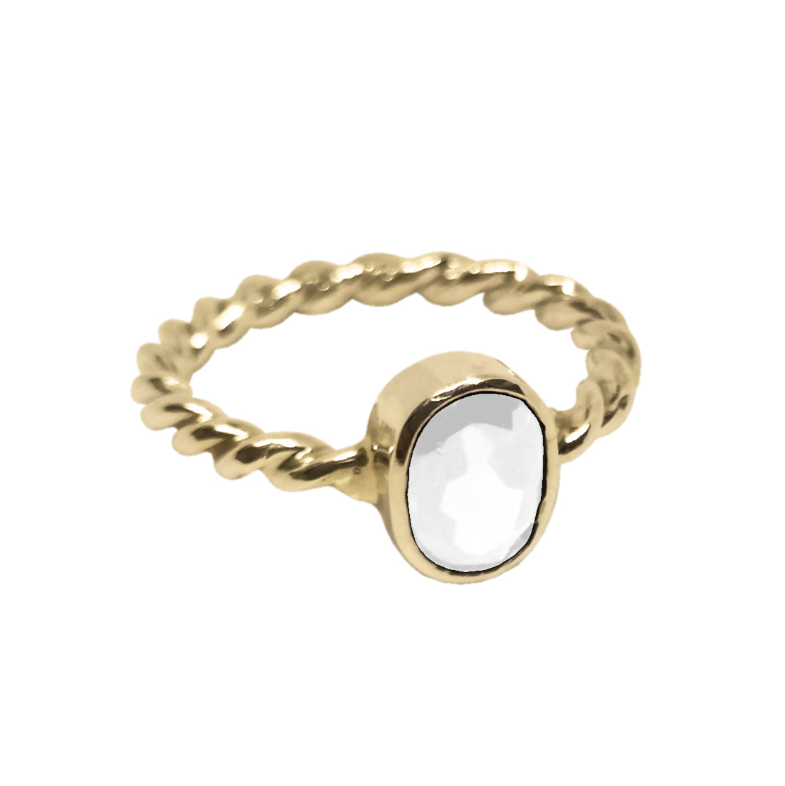 Anillo Bejuco con topacio blanco