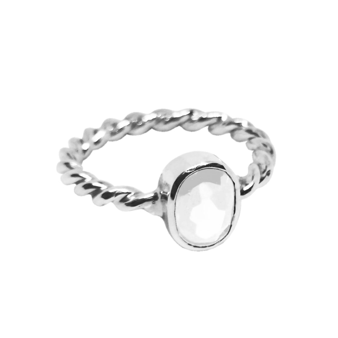 Anillo Bejuco con topacio blanco