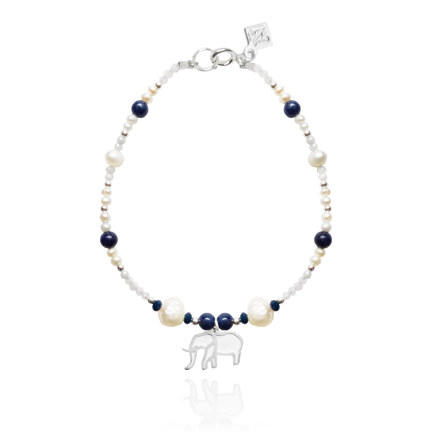 Pulsera Suerte elefante con piedras y perlas