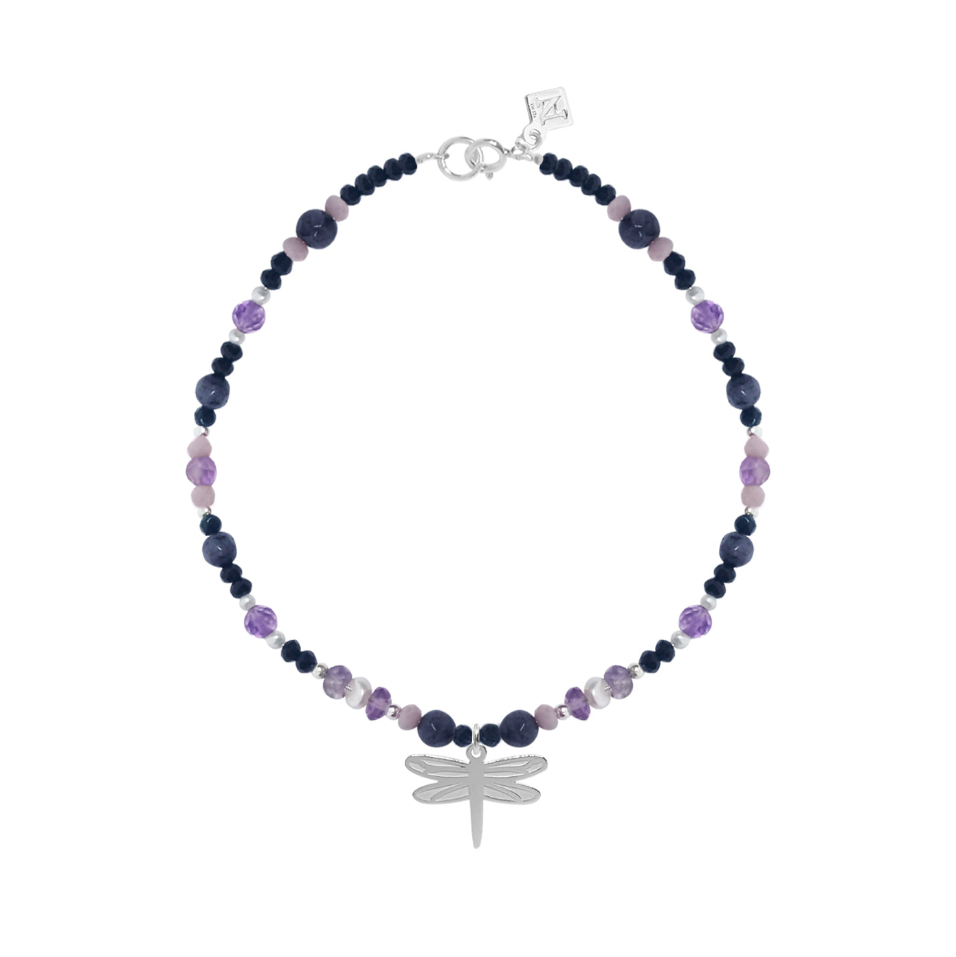 Pulsera Suerte Libélula con piedras y perlas