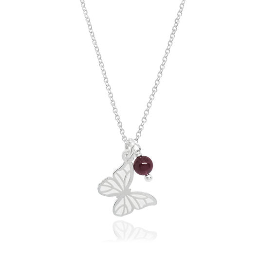Dije Suerte Mariposa de plata con granate
