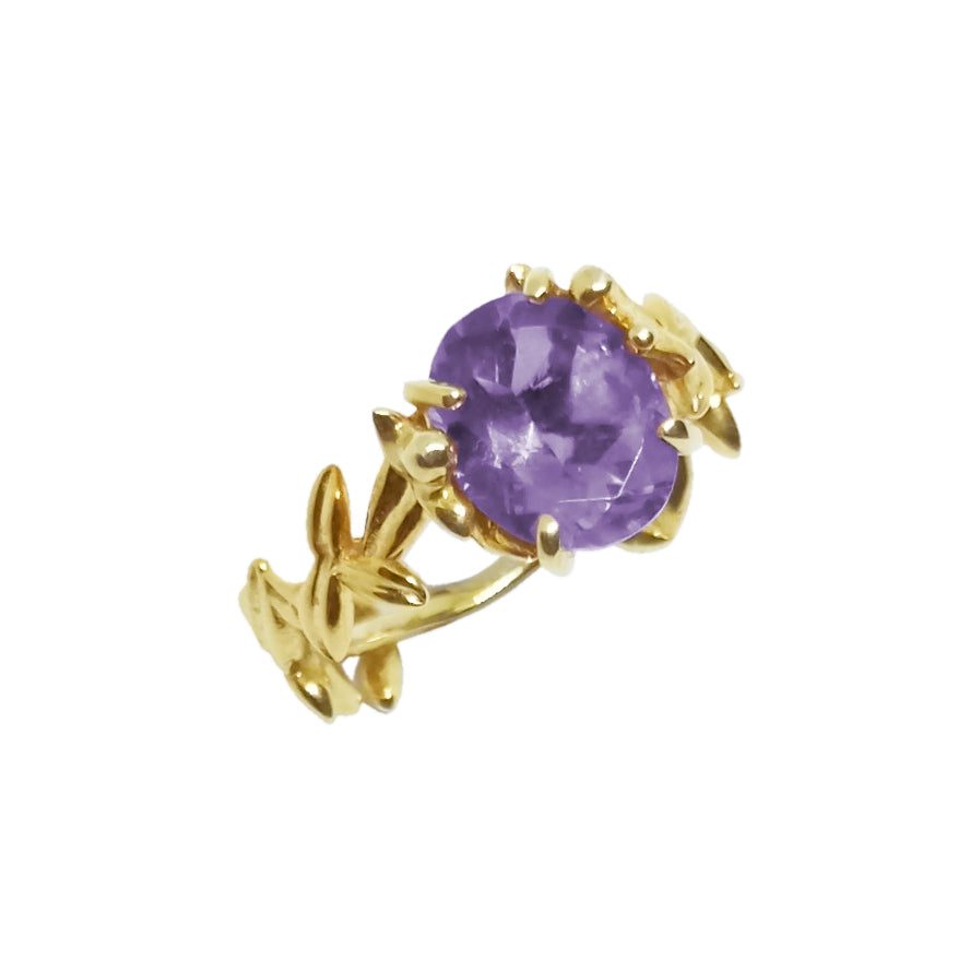 Anillo Vida dorado con amatista