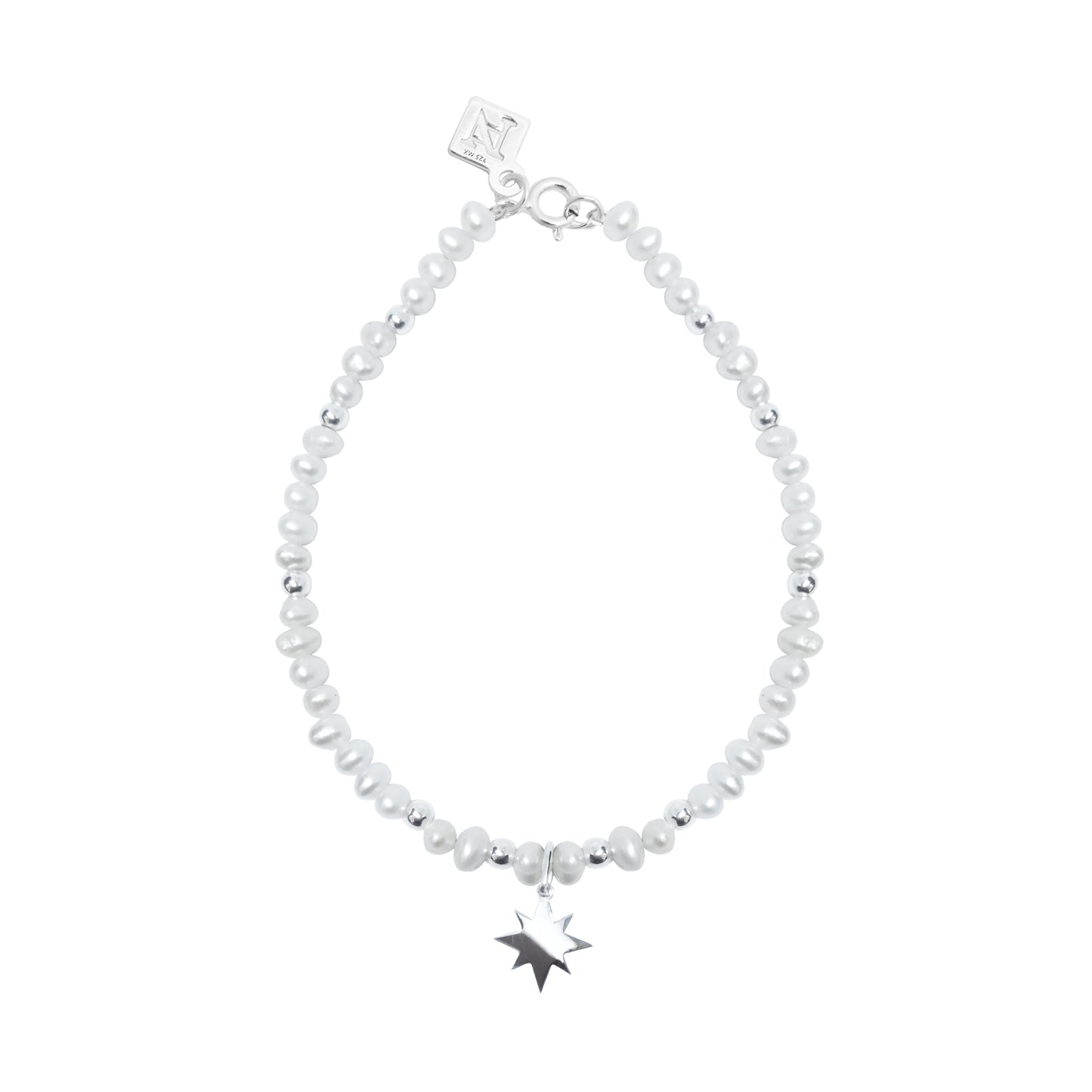 Pulsera estrella Astros con perlas y plata