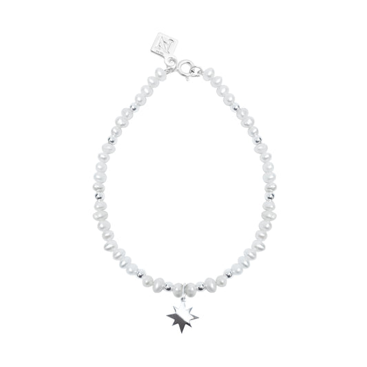 Pulsera estrella Astros con perlas y plata