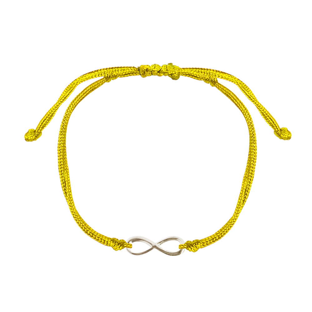 Pulsera Infinito de plata con hilo amarillo