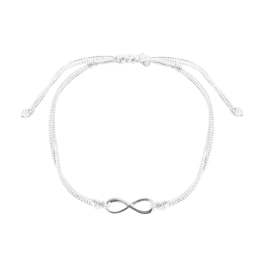 Pulsera Infinito de plata con hilo blanco