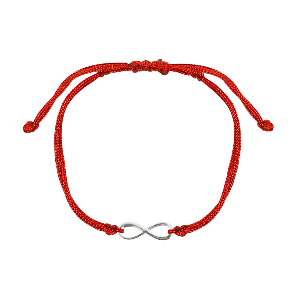 Pulsera Infinito de plata con hilo rojo