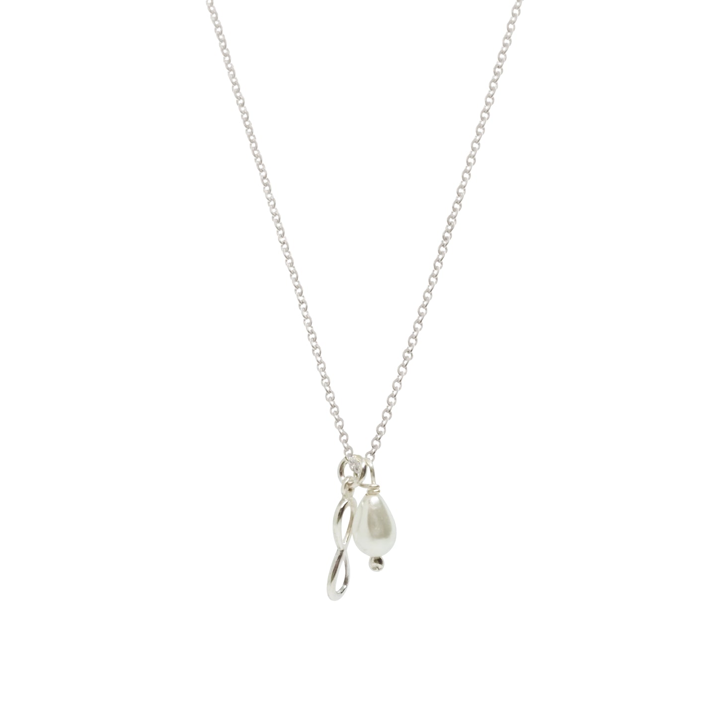 Dije Infinito de plata con perla
