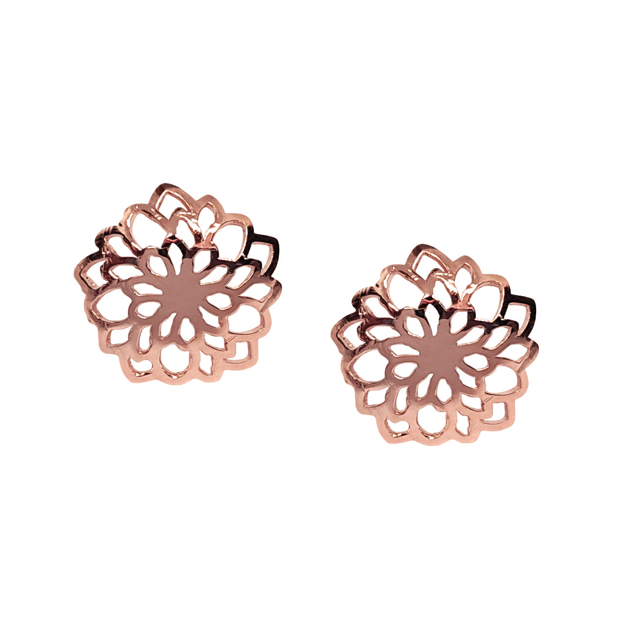 Broqueles Dalia de plata con baño de oro rosa