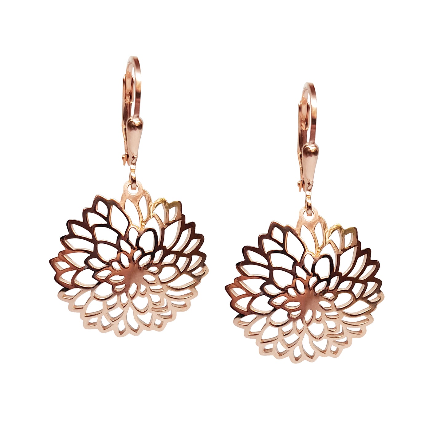 Aretes colgantes Dalia rosa