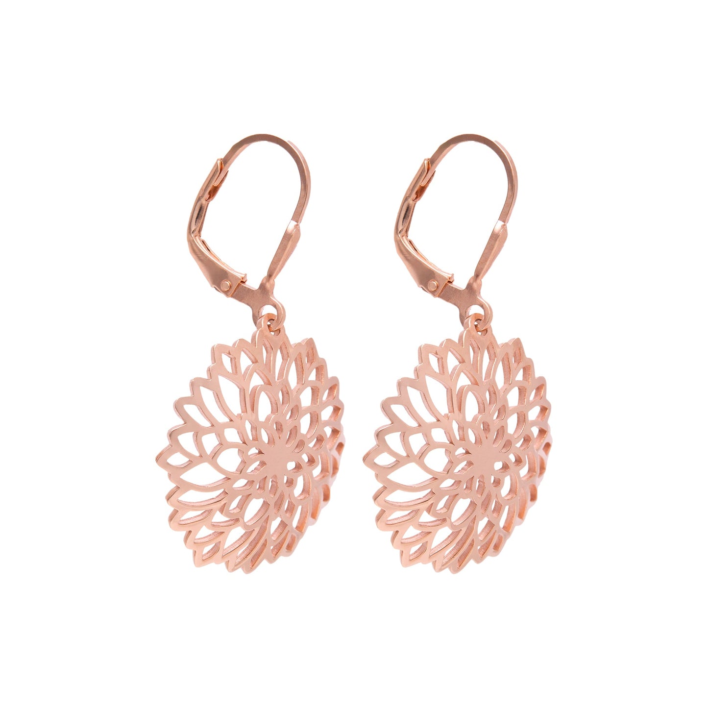 Aretes cortos Dalia de plata con baño de oro rosa