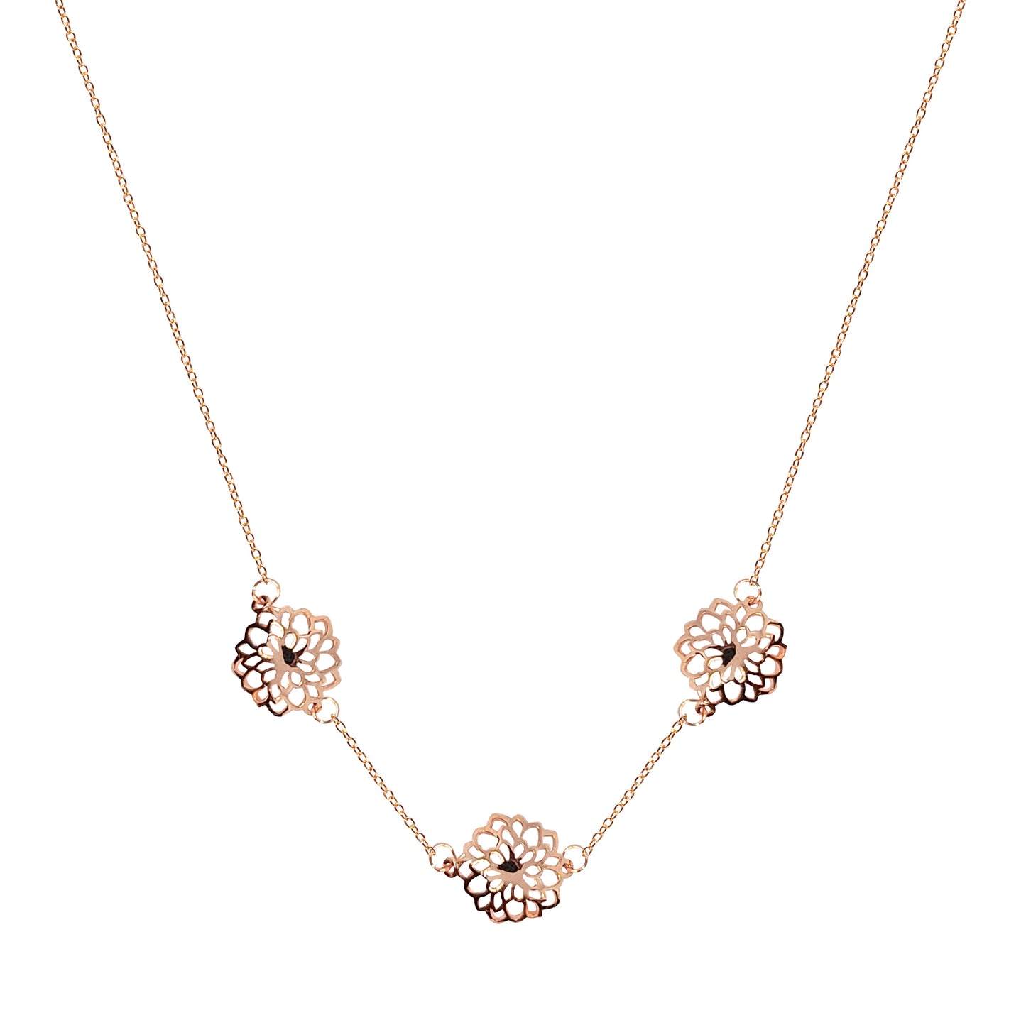 Collar Dalia de plata con baño de oro rosa