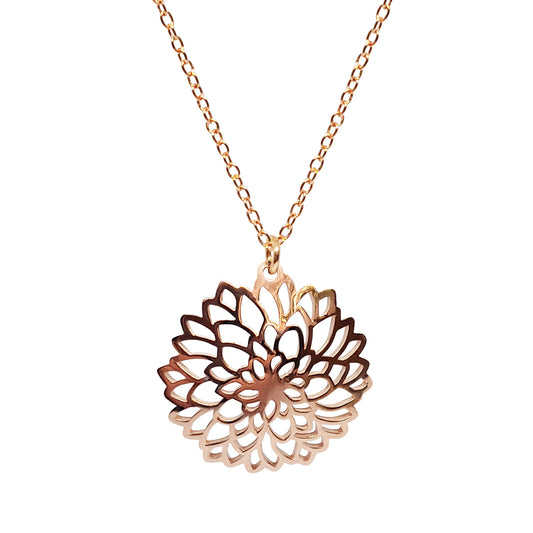 Dije Dalia de plata con baño de oro rosa