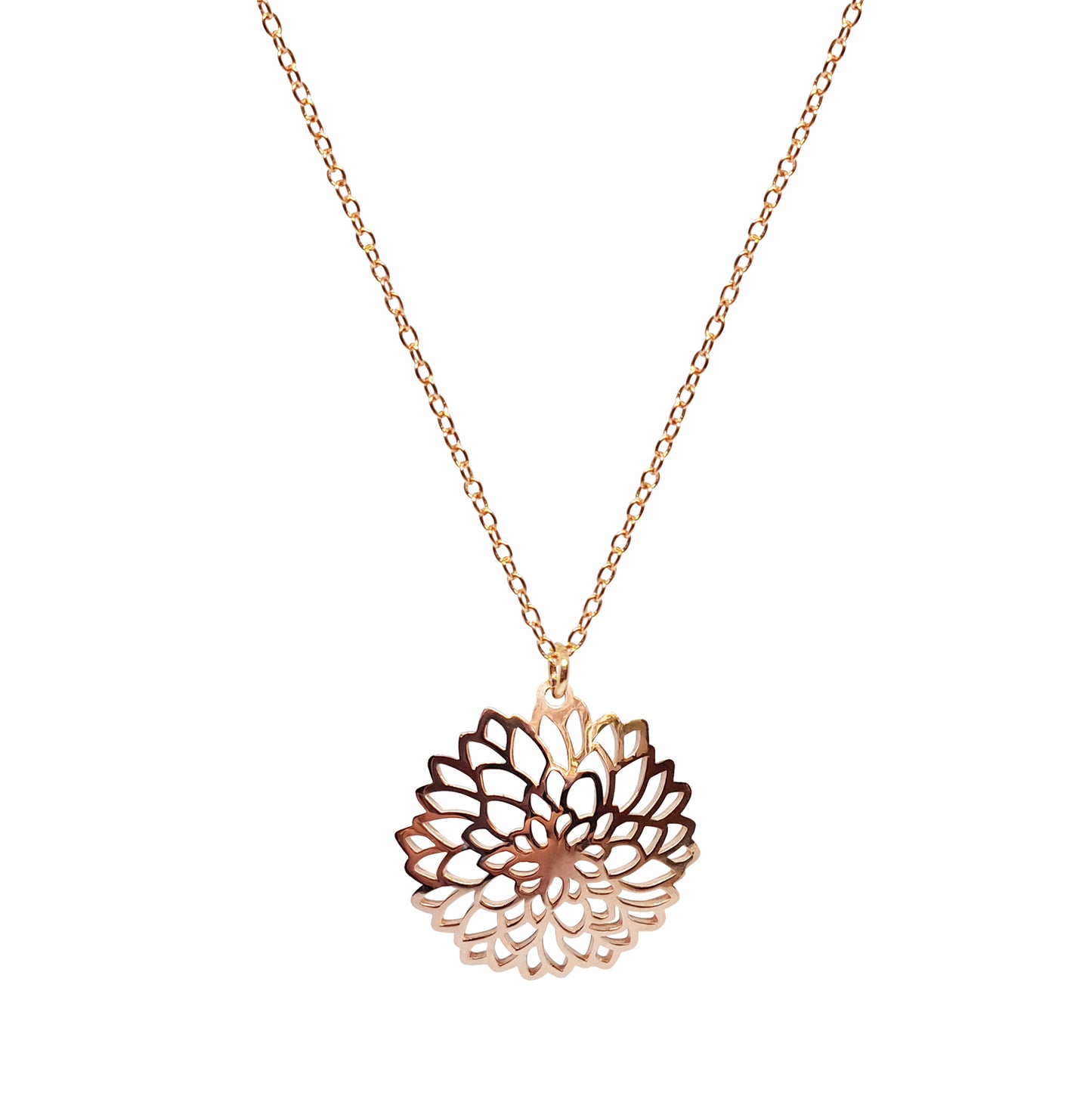 Dije Dalia de plata con baño de oro rosa