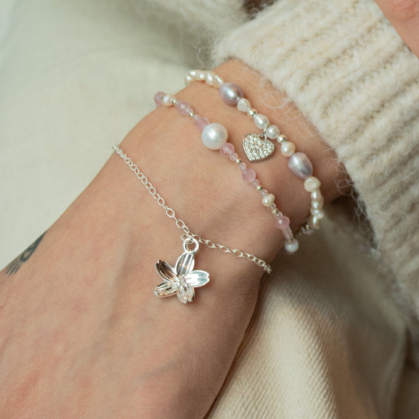 Pulsera Flor de Cerezo de plata