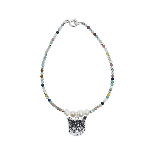 Pulsera de piedras con charm Mascota personalizado