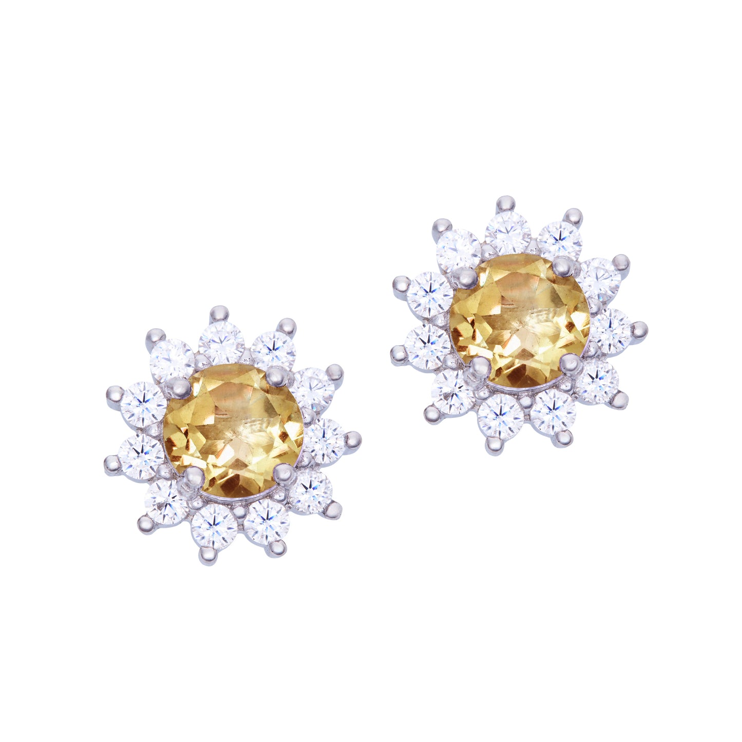 Broqueles Jazmín de plata con citrina