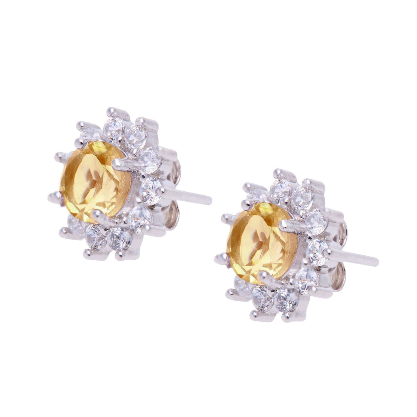 Broqueles Jazmín de plata con citrina