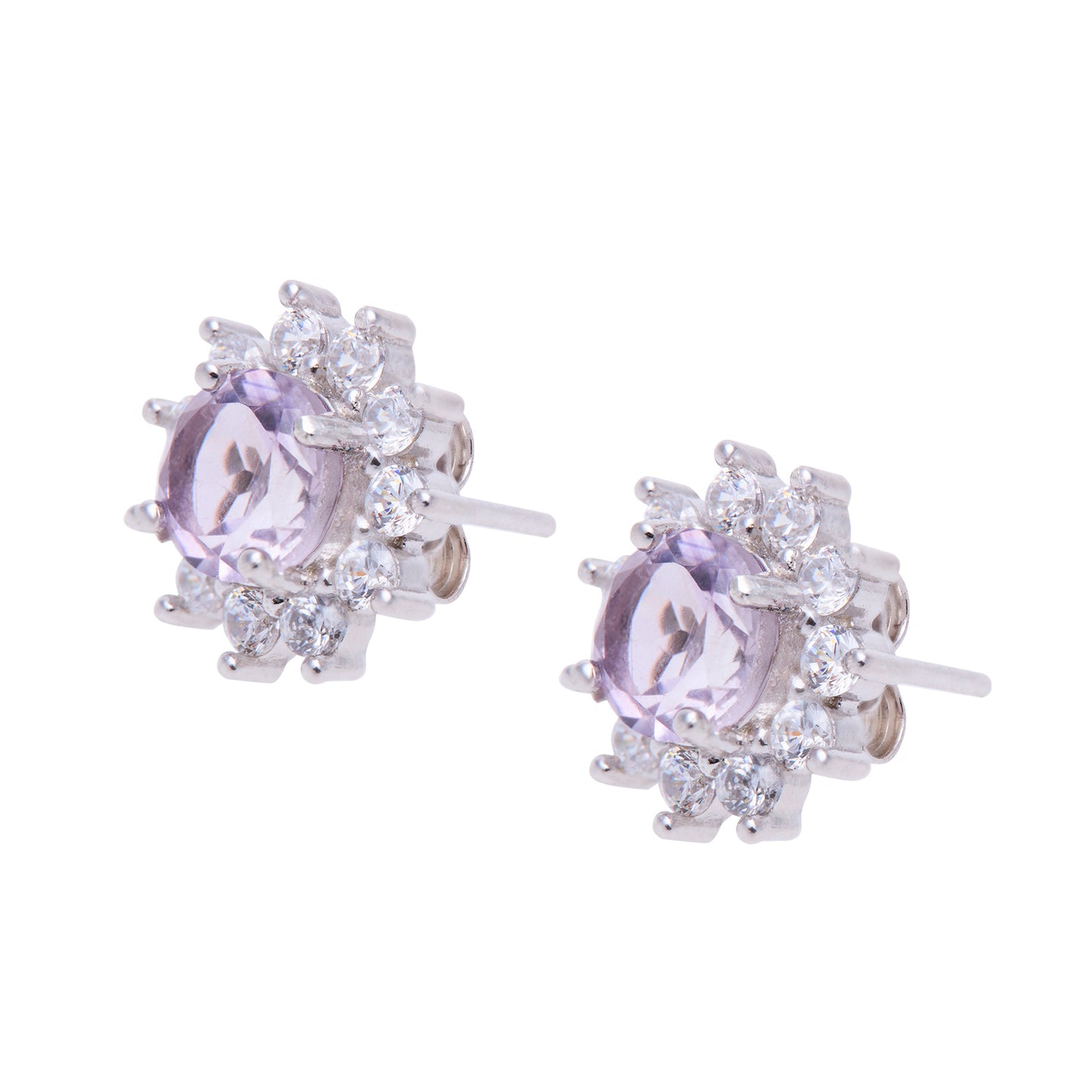 Broqueles Jazmín de plata con amatista