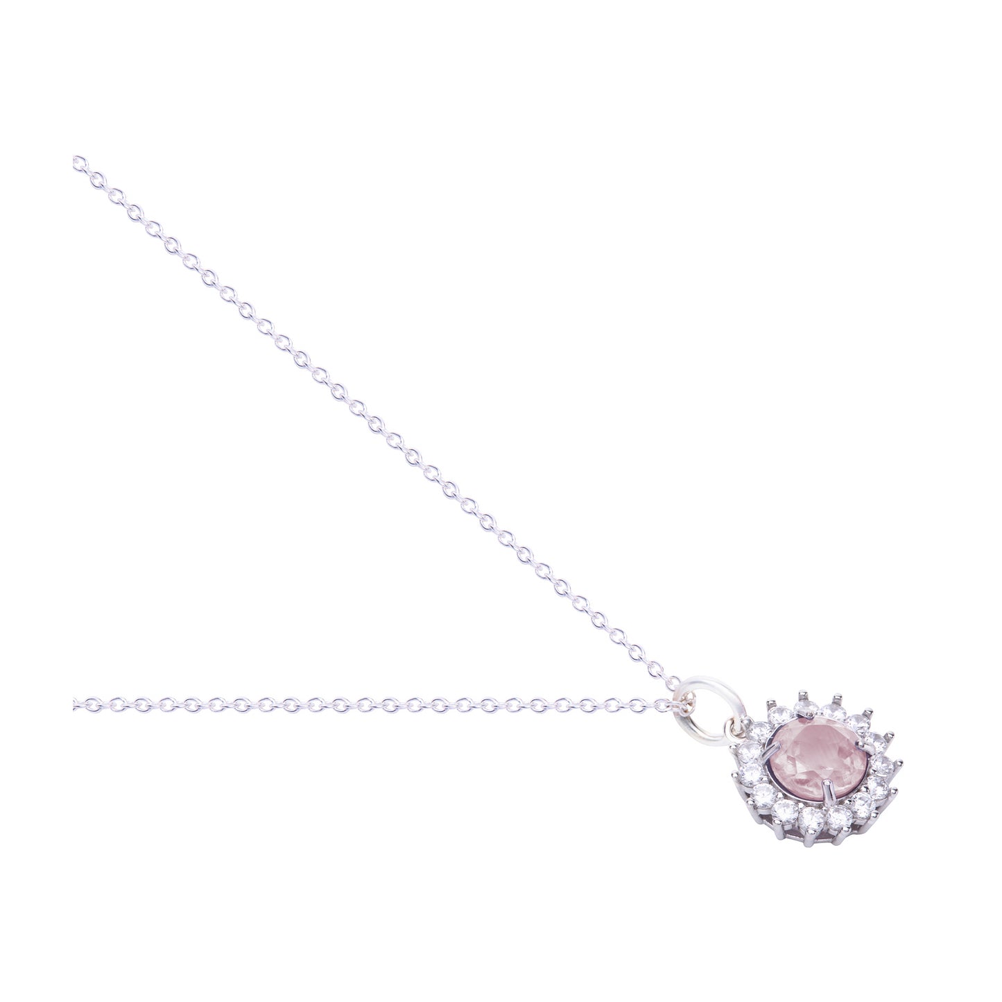 Dije Jazmín de plata con cuarzo rosa