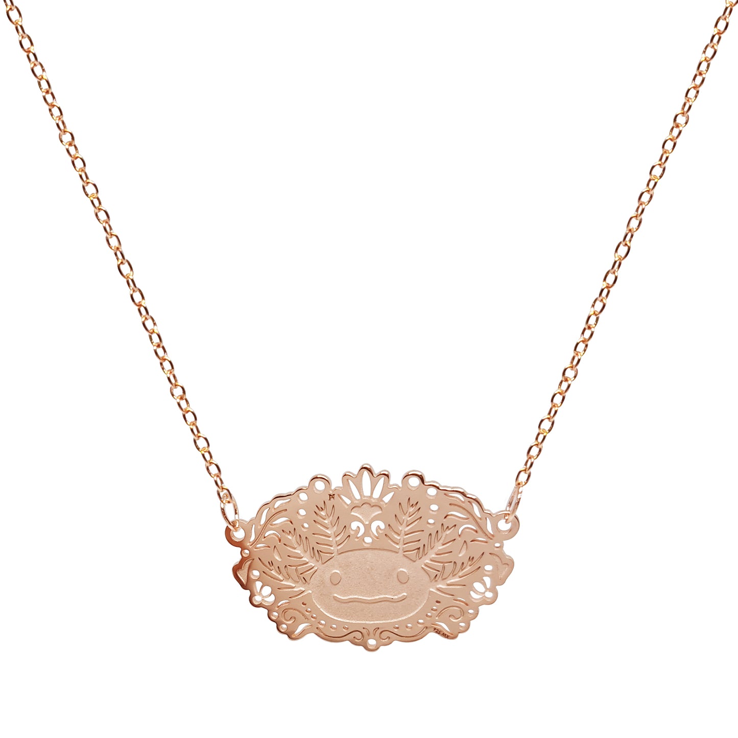 Collar Ajolote de plata con baño de oro rosa