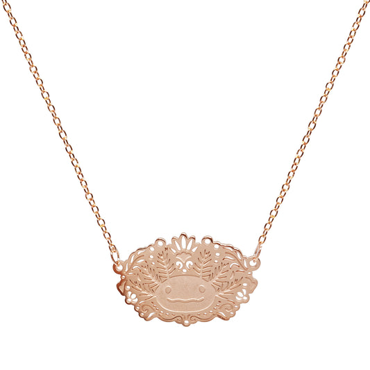 Collar Ajolote de plata con baño de oro rosa