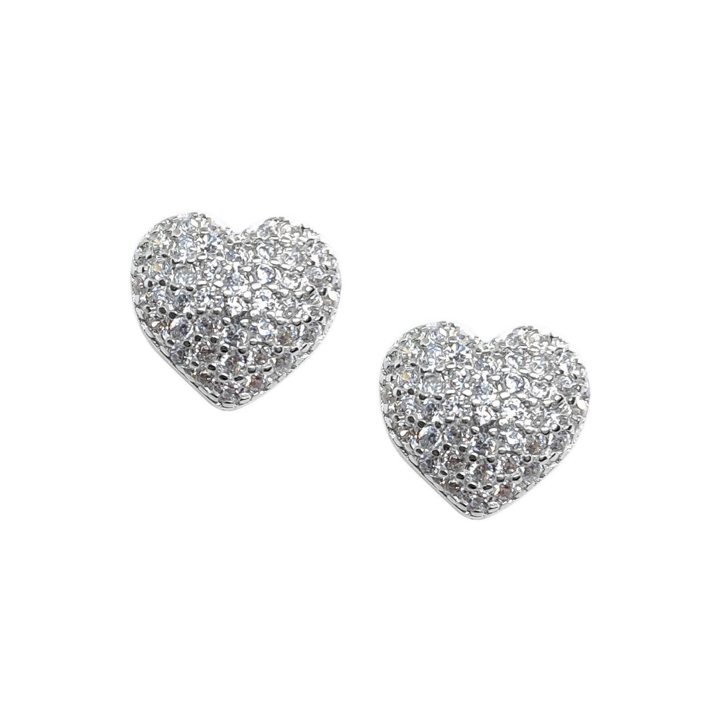 Broqueles Destellos corazón de plata con zirconias