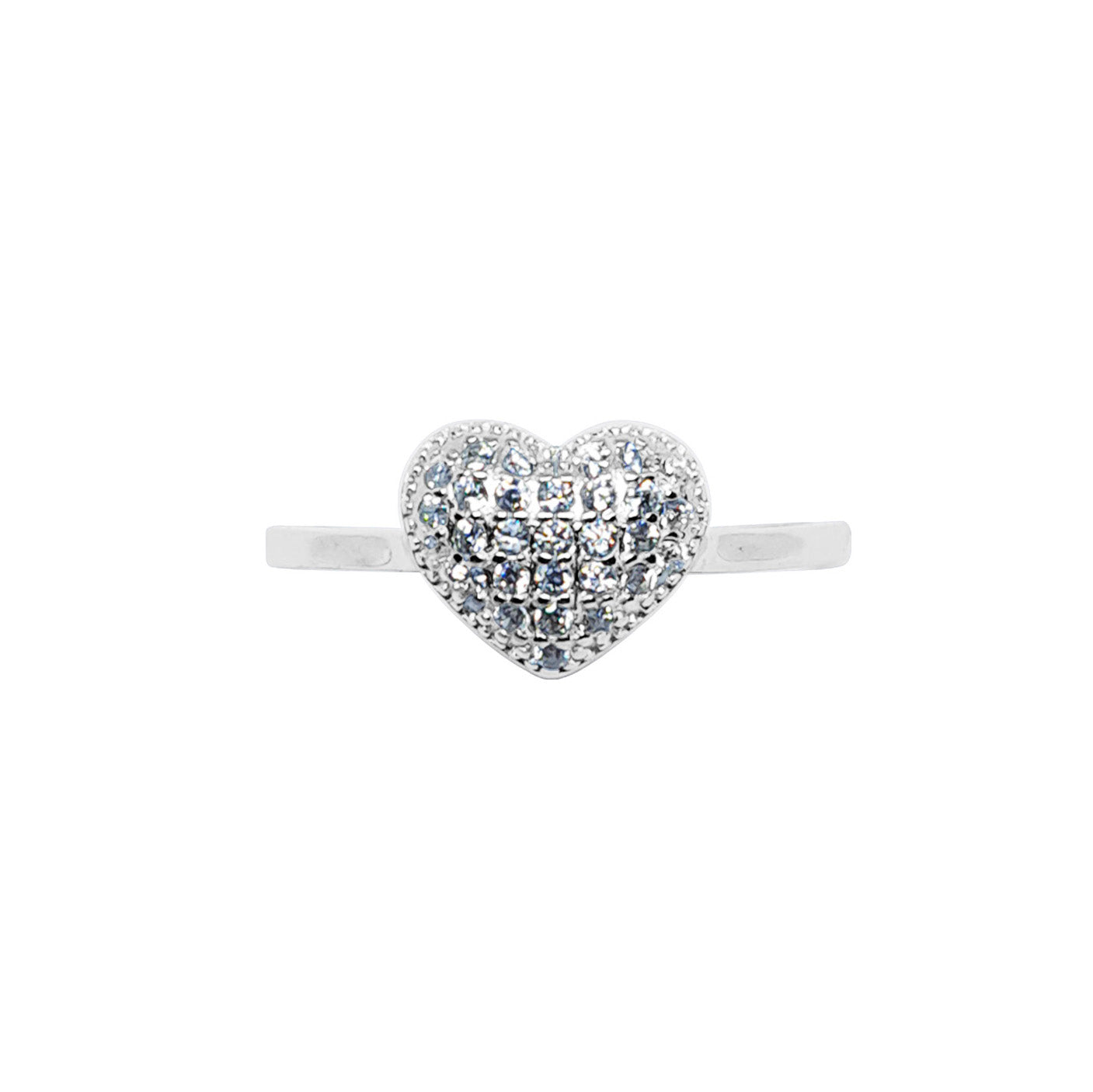 Anillo Destellos corazón de plata con zirconias