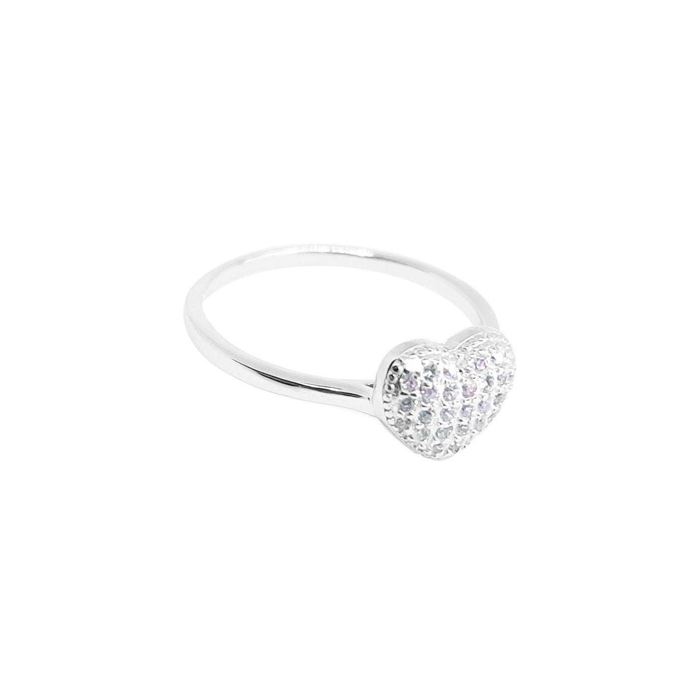 Anillo Destellos corazón de plata con zirconias