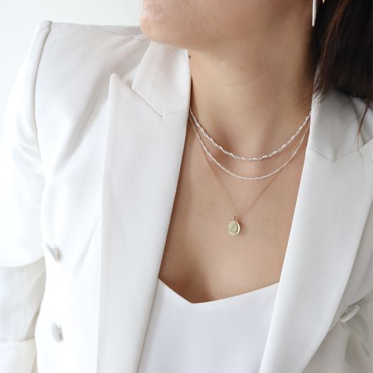 Collar cadena trenzada con bolitas de plata