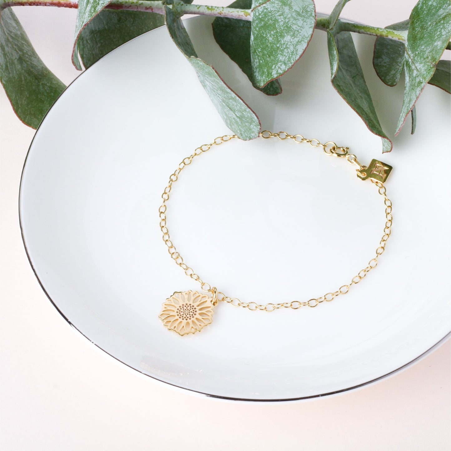 Pulsera Girasol de plata con baño de oro