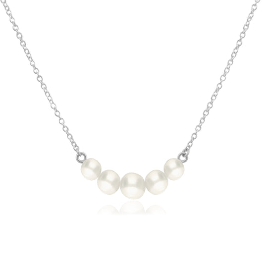 Collar cadena de plata con 5 perlas blancas