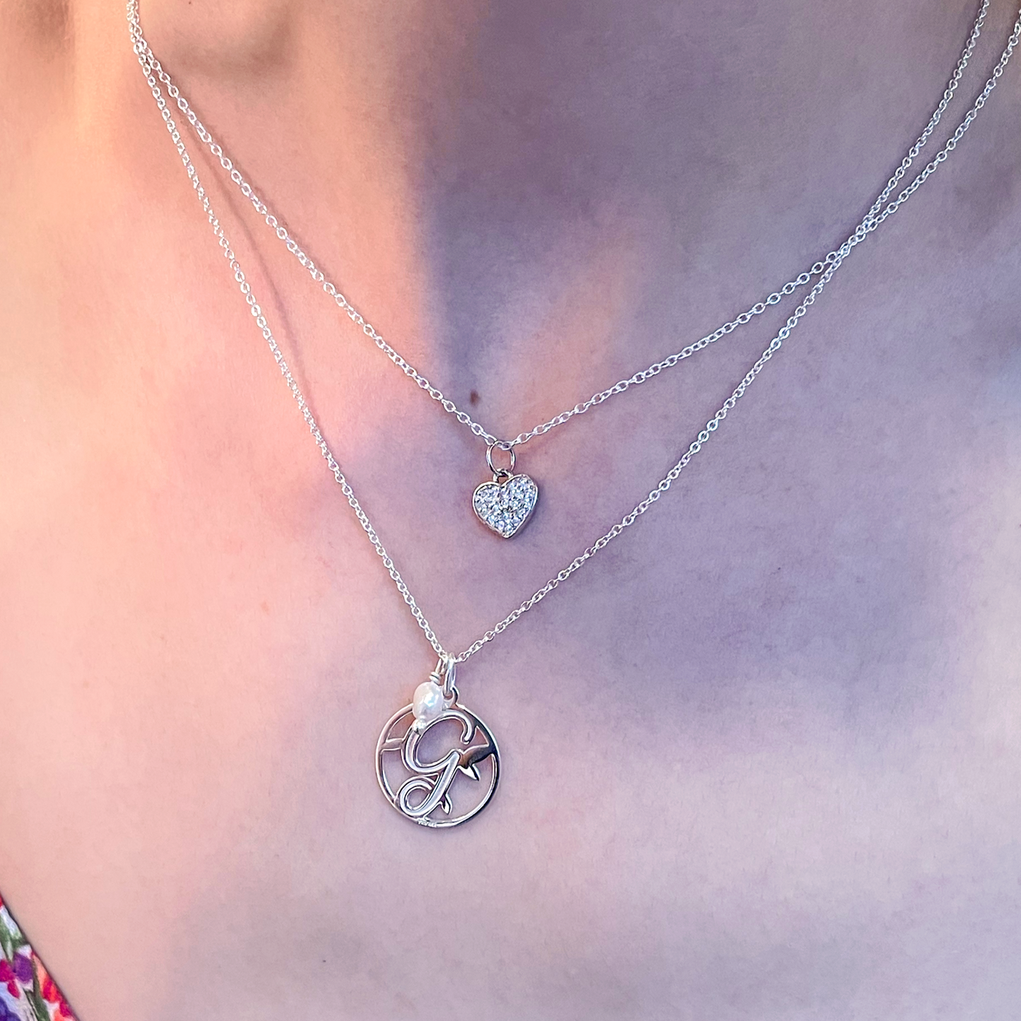 Dije Destellos corazón de plata con zirconias