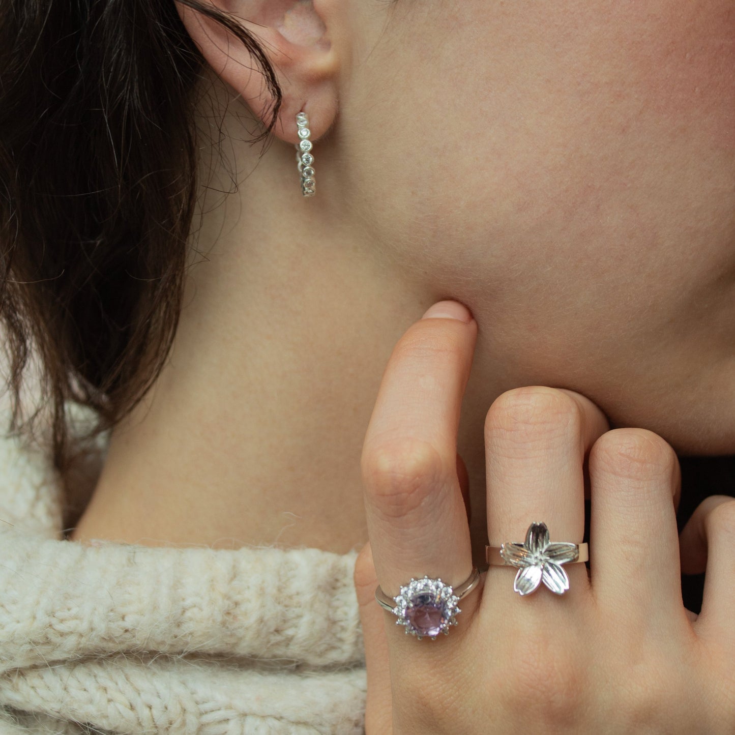 Anillo ajustable Flor de Cerezo plata